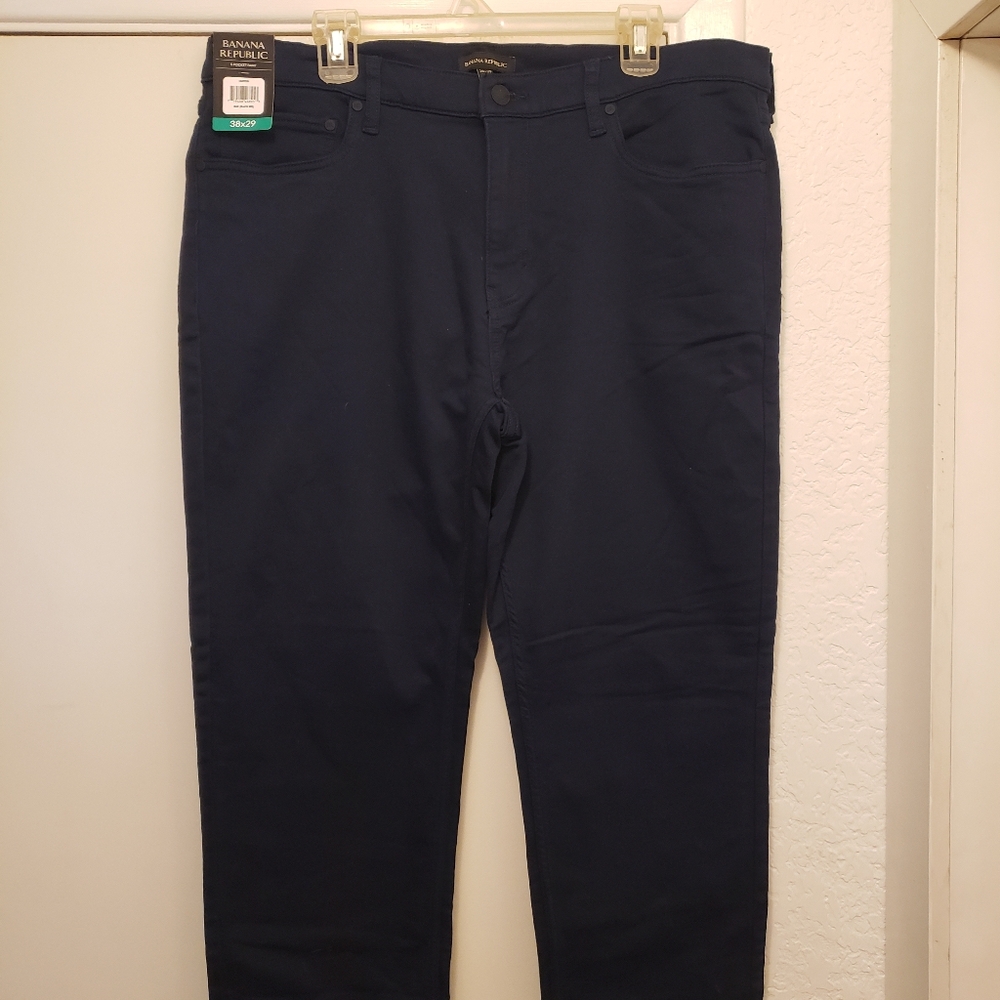 Banana Republic Men Size 38/29 5 Pocket Pants Blue Black Iris Chinos WITH TAGS